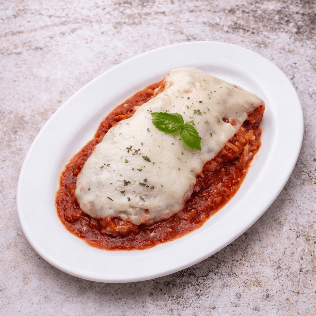 Chicken Parmigiana with Pasta.
