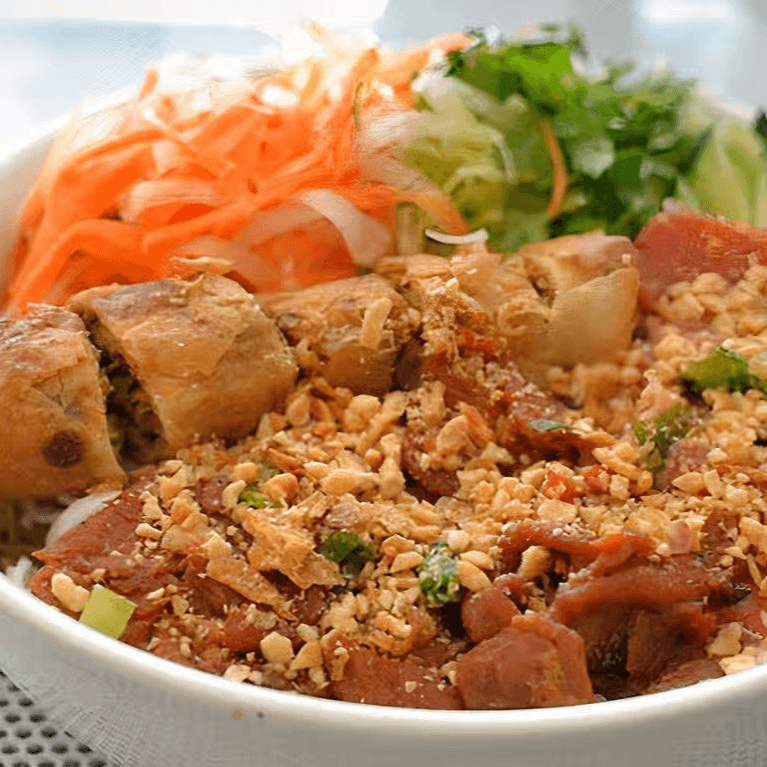 59. Bún Thịt Nướng, Chả Giò, Nem Chua - Pork, Egg Roll, & Pickled Ham.