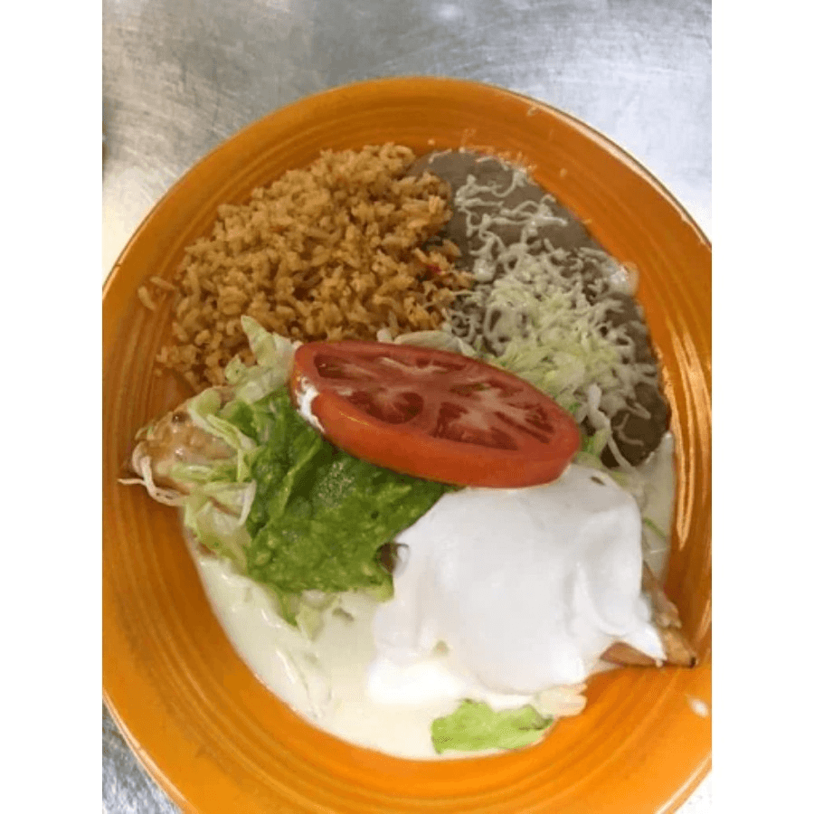 14. 1/2 Chimichanga, Rice & Beans.