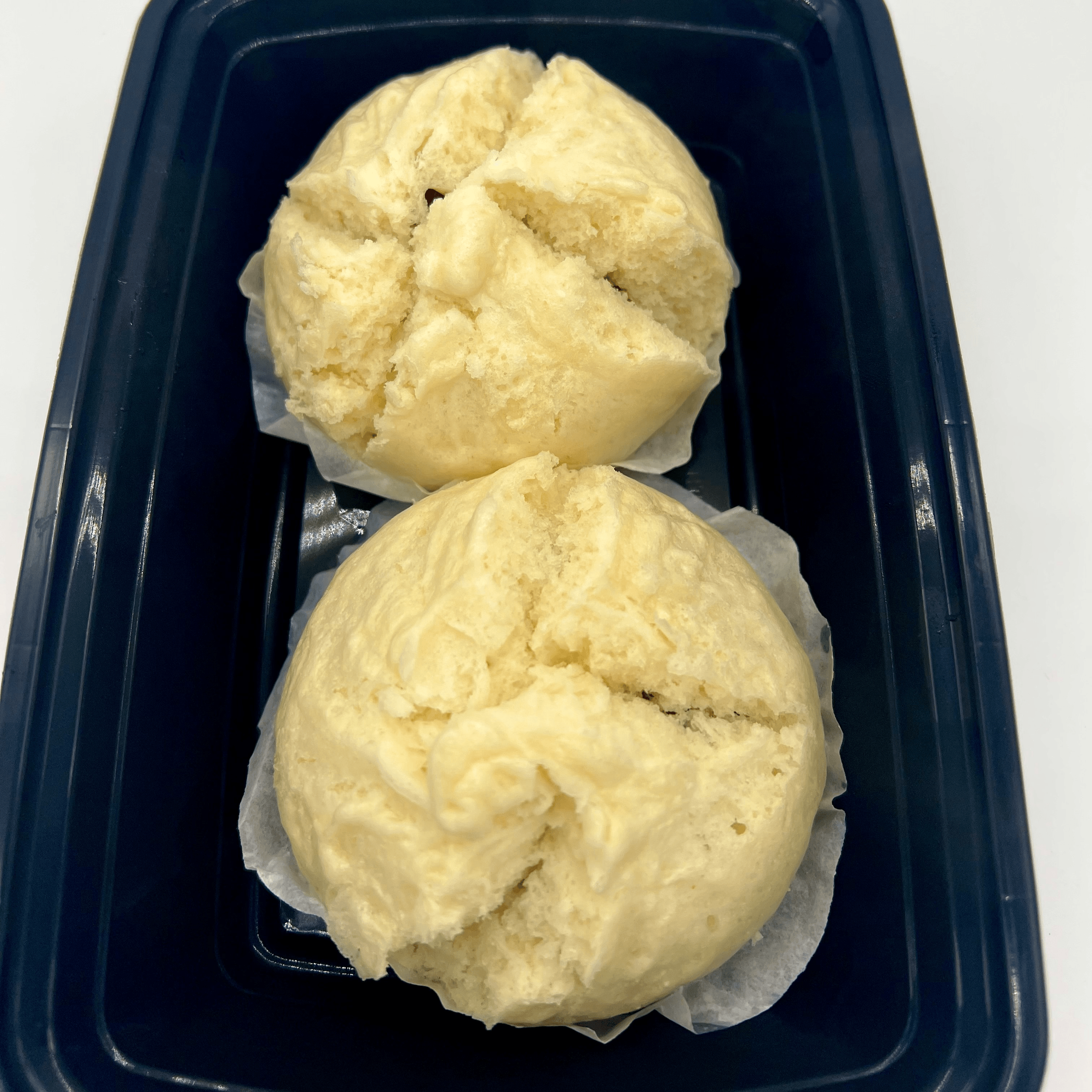 Steamed vegan char siu bun.