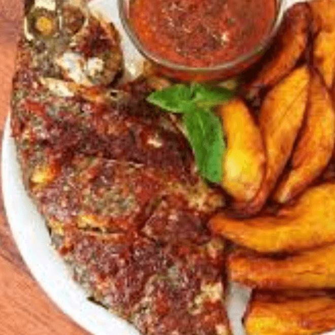 ROASTED PLANTAIN/ROASTED FISH.
