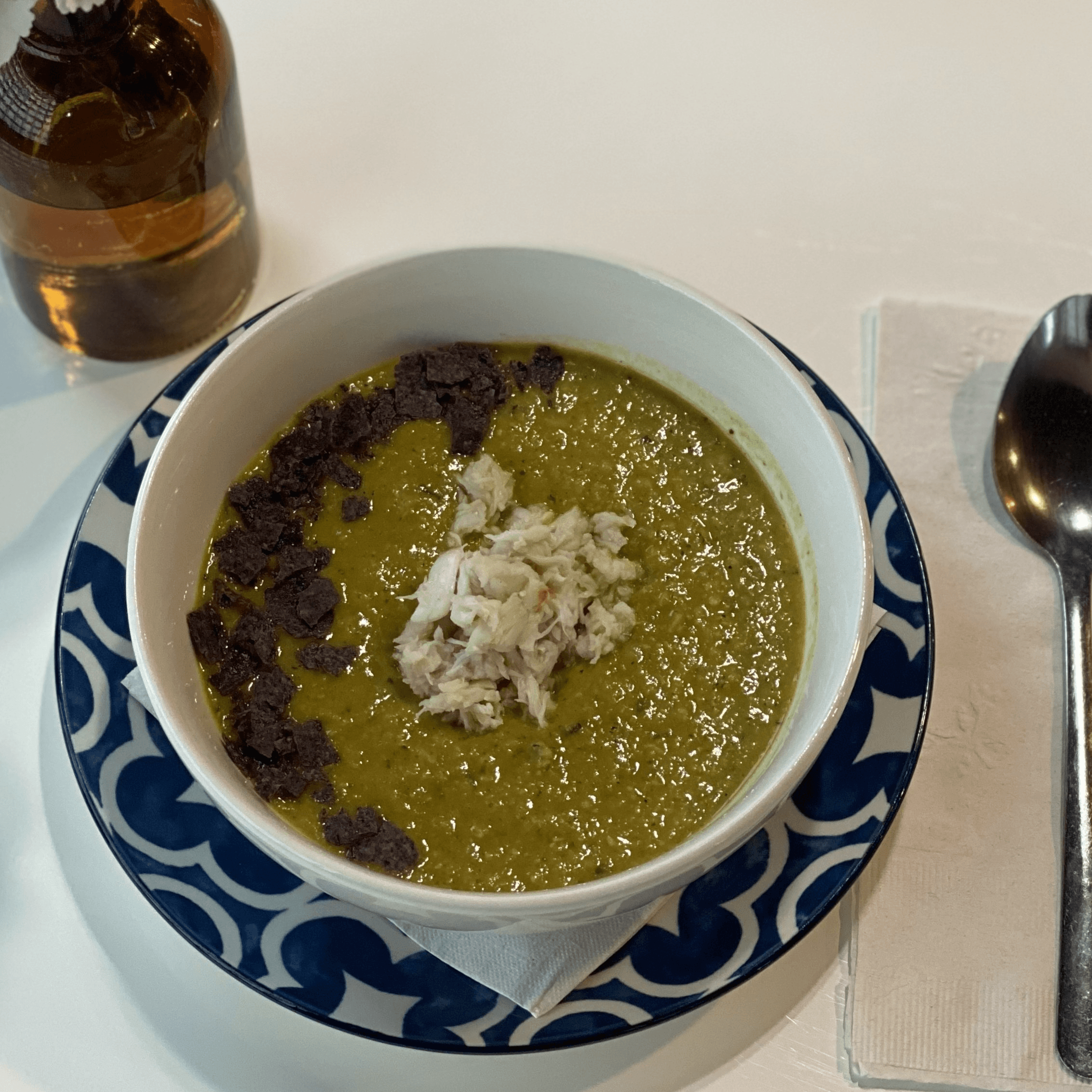 ROASTED CORN + POBLANO CRAB BISQUE.