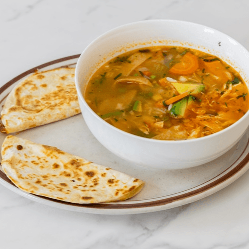 Lunch Chicken Soup and Quesadillas.