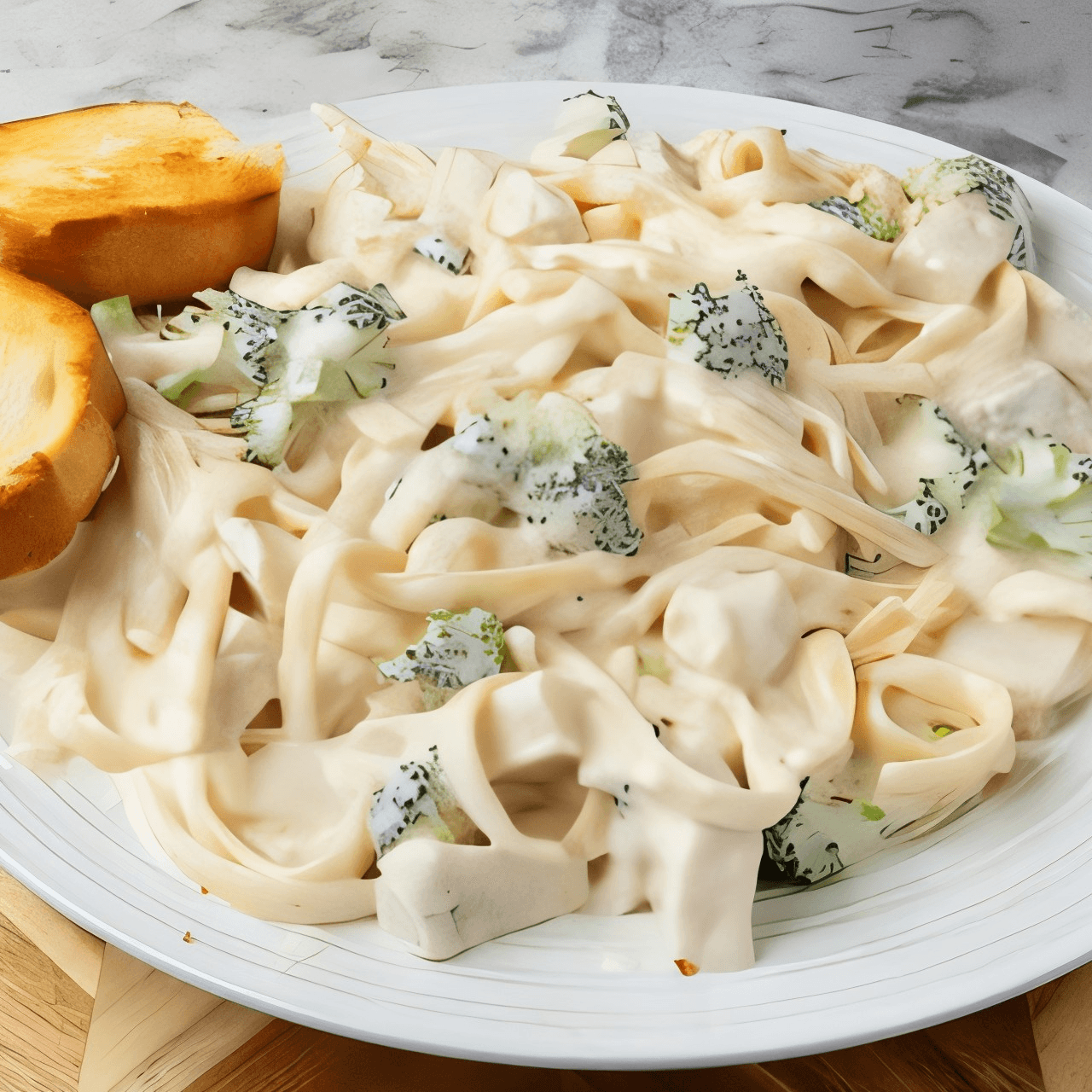 Broccoli & Chicken Alfredo Pasta.