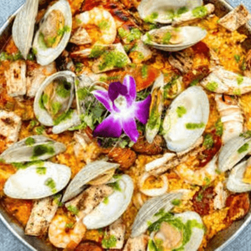 Paella Mar Y Tierra / Surf and Turf Paella.