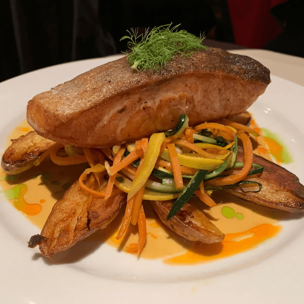 Pan Roasted Skin-On North Atlantic Salmon.