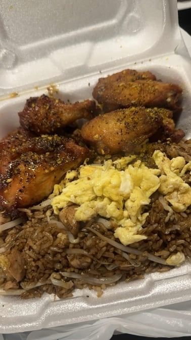 Cut Wings and Chicken Fried Rice.