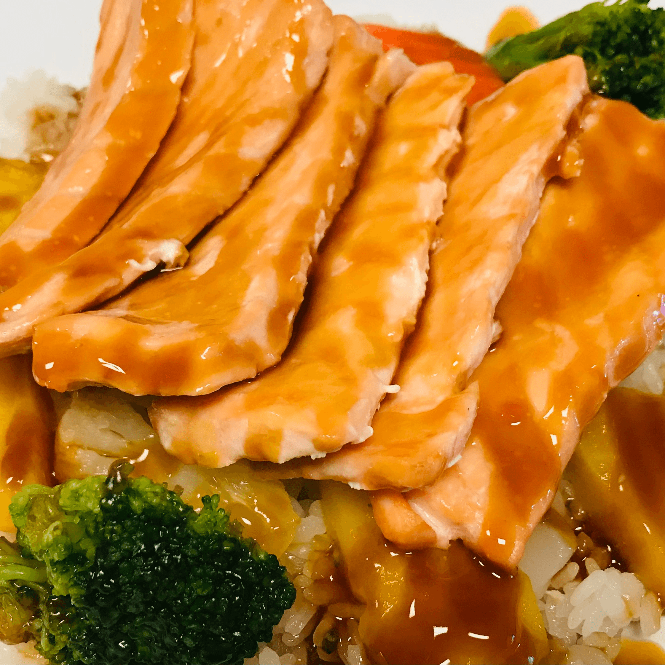 Baked Salmon Teriyaki Bowl.