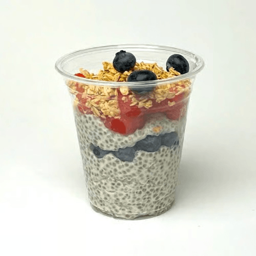 Chia Seed Parfait w/Strawberry & Blueberry.