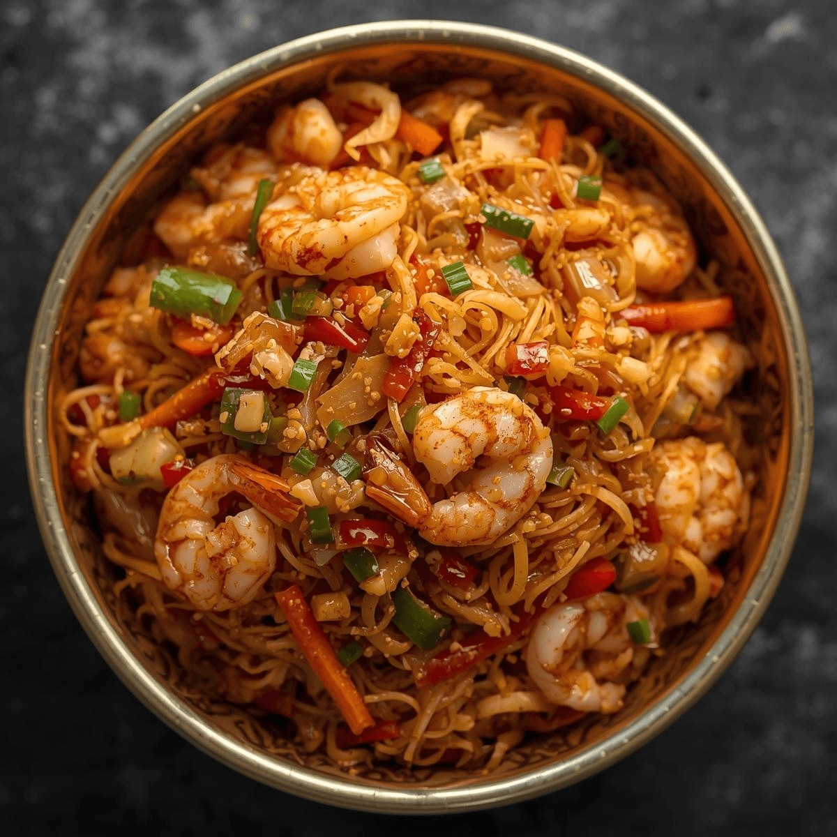 Shrimp Schezwan Noodles.