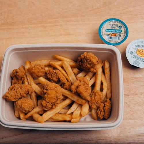 Popcorn Chicken with Fries