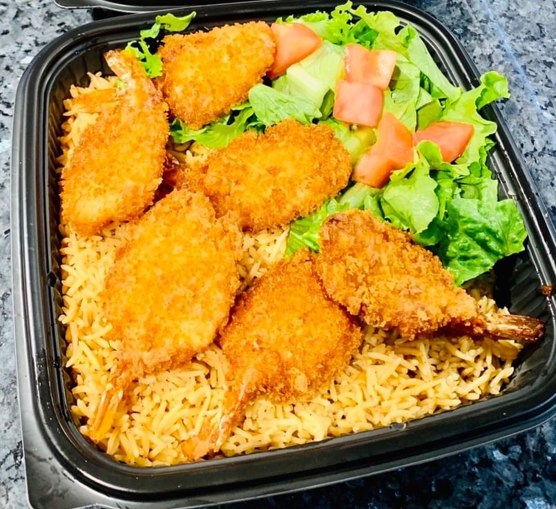 13. Jumbo Shrimp Over Rice.