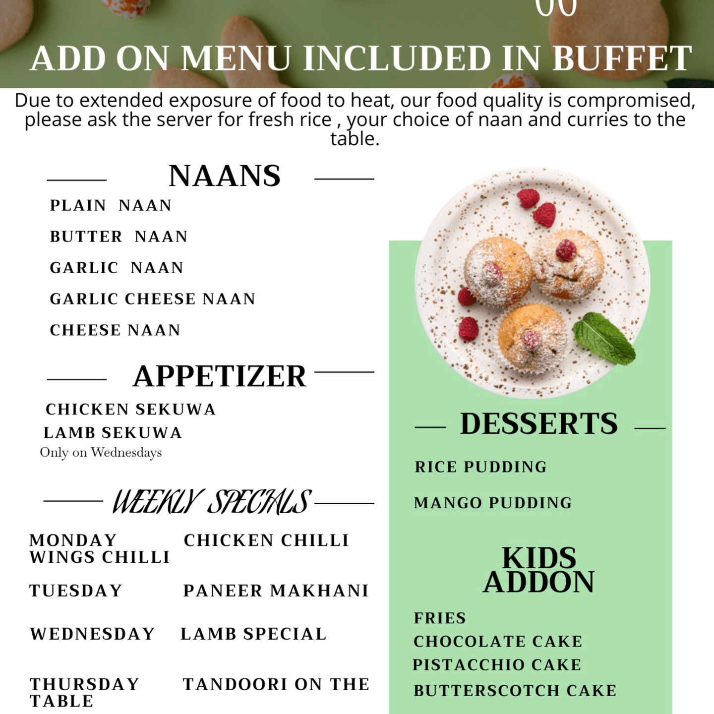 Special Buffet Menu