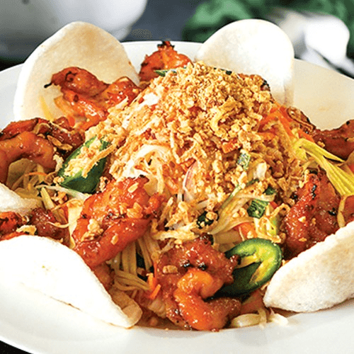 Green Mango & Papaya Salad with Grilled Shrimp