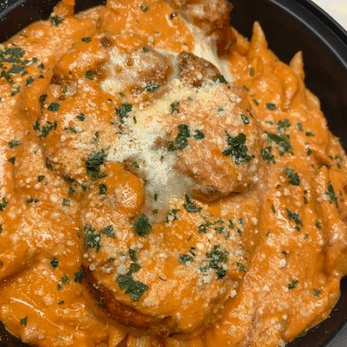 Penne Vodka Pasta with Shrimp.