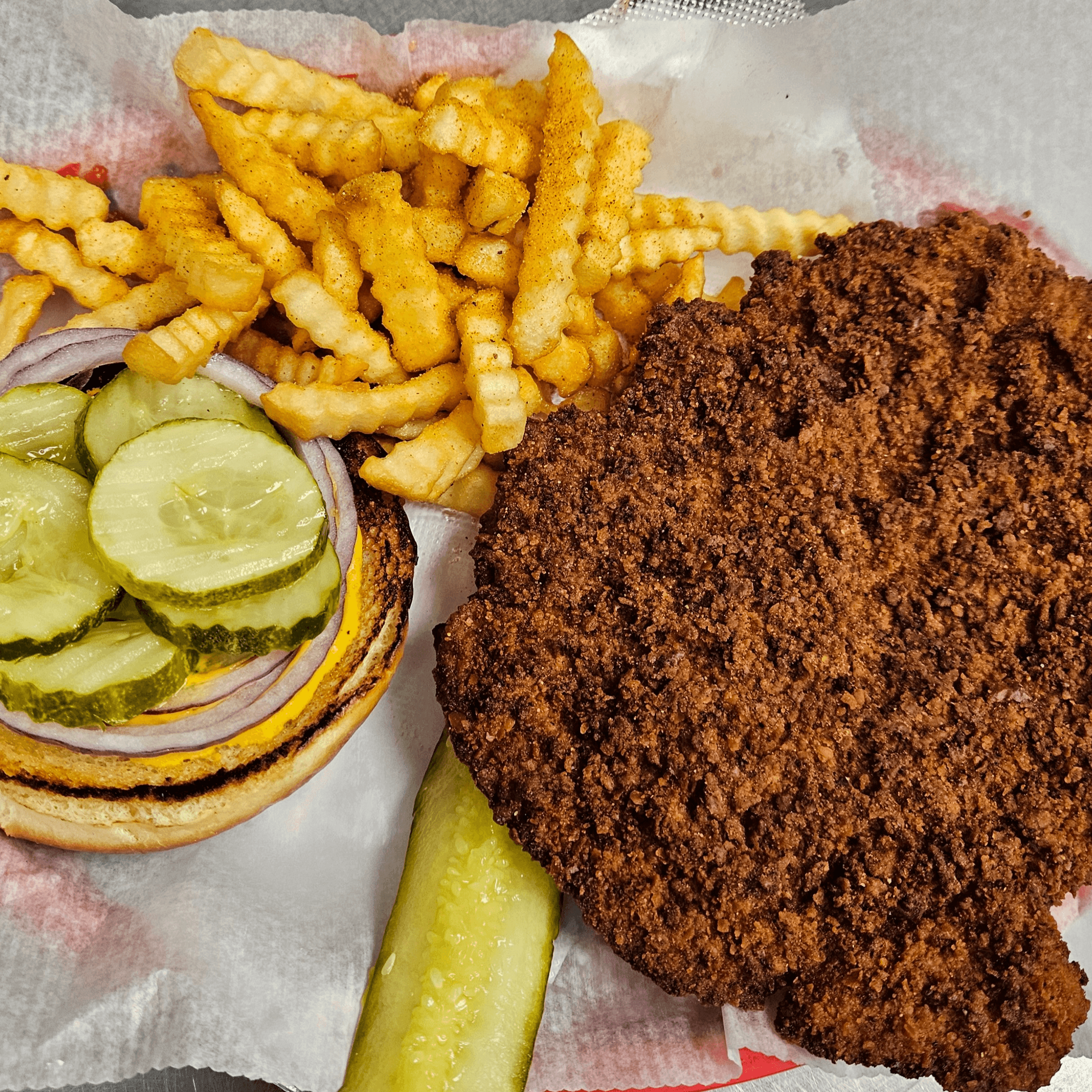 Pork Schnitzel Sandwich.