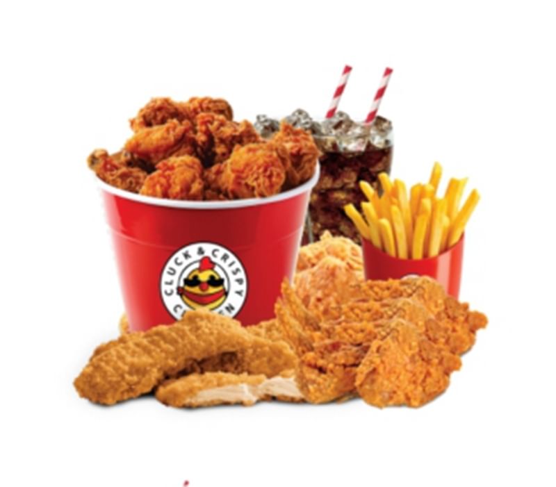 Fried Family Combo Chicken Drumsticks(3) & Chicken Tenders(5) & Chicken Wings(5) & French Fries & Soda(2).
