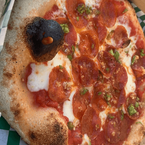 Spicy Garlic Pepperoni Pizza.