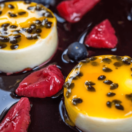 Passionfruit flan.