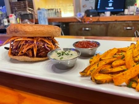 Pulled jackfruit burger.