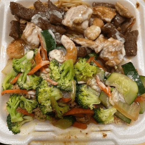 Hibachi Oishii's Steak Chicken Shrimp.