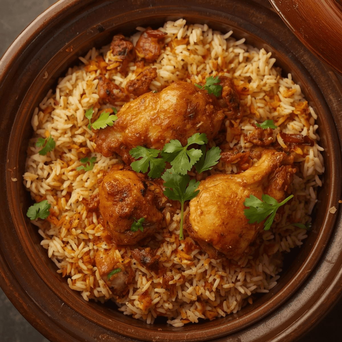Hyderabadi Chicken Dum Biryani.