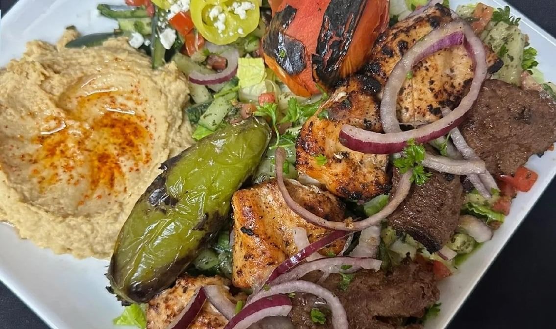 101. Low Carb Beef & Chicken Combo Kebab Plate (2 Skewers).