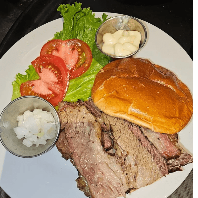 Sliced Brisket Sandwich.