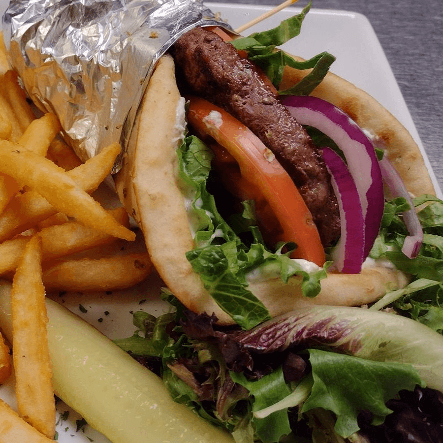 Burger Gyro Sandwich.