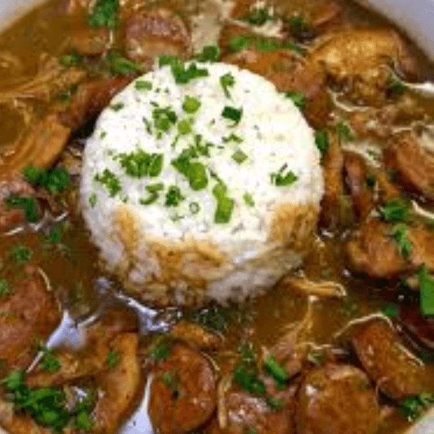 Cup Chicken & Andouille Sausage Gumbo.