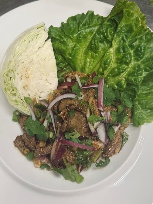 Nam Tok Beef with Sticky Rice.