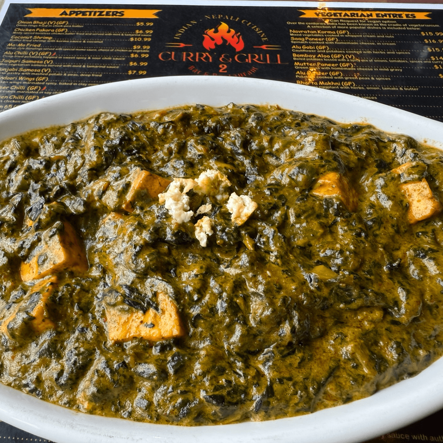 Best creamy Saag Paneer in Denver, DIA, Aurora 