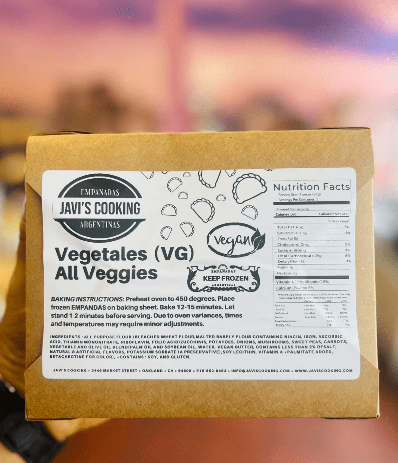 Vegetales-VG (4 Pack) "Vegan" Frozen Empanadas.