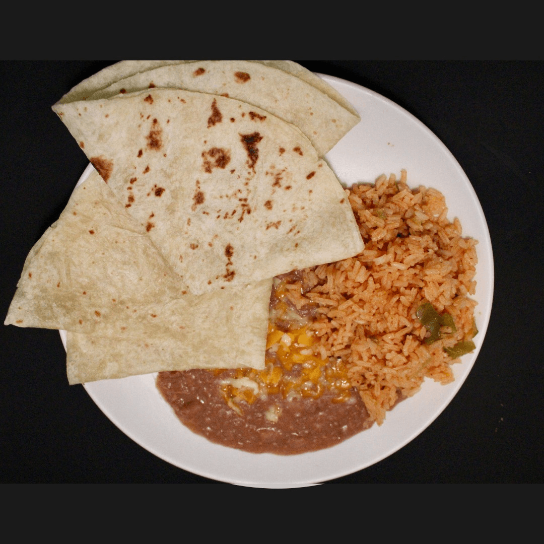 Kids Beans, Rice & Tortillas.