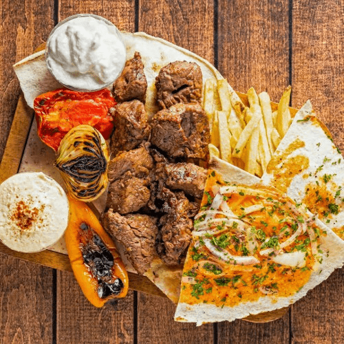 Beef Kabab Grilled Plate (2 Skewers)