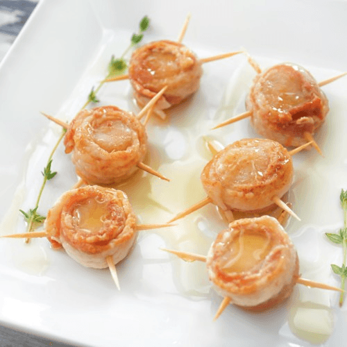 Bacon Wrapped Scallops.