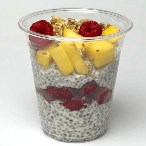 Chia Seed Parfait w/Raspberry & Mango.