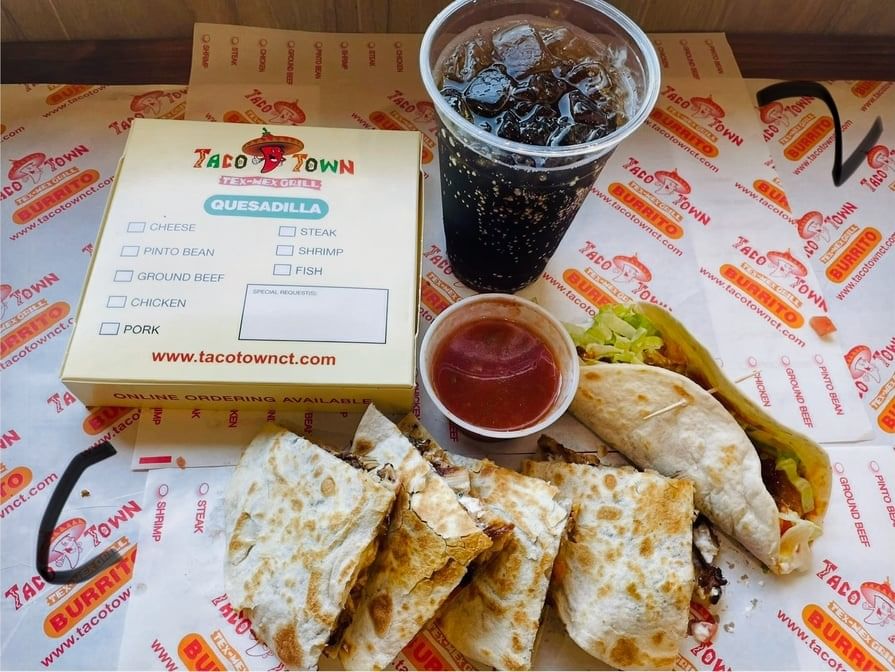 Combo 2: Chicken Quesadilla and Ground Beef Soft Taco.