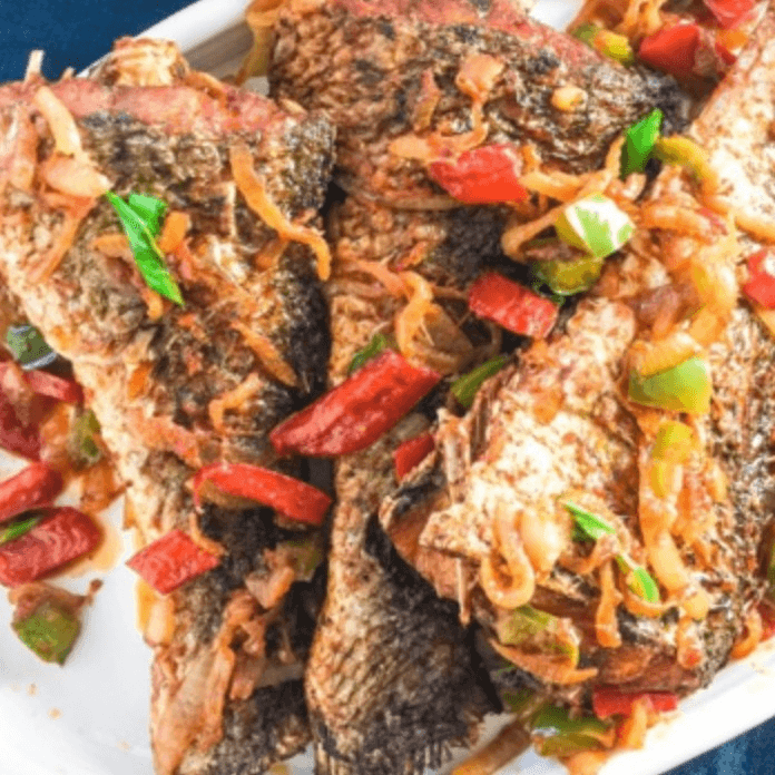 FRIED PEPPERED TILAPIA.