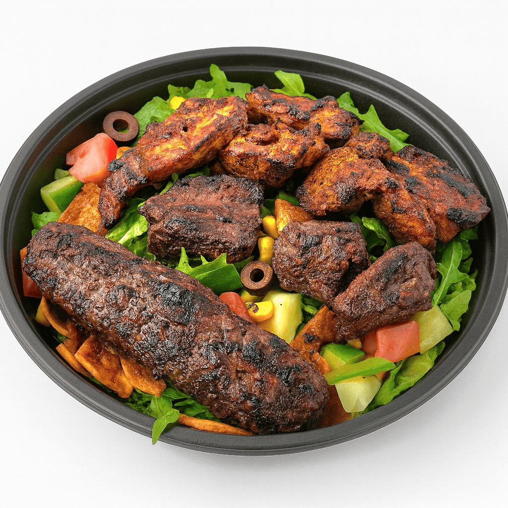 Mix grill of 3 Salad bowl (Kofta, Steak, Chicken).