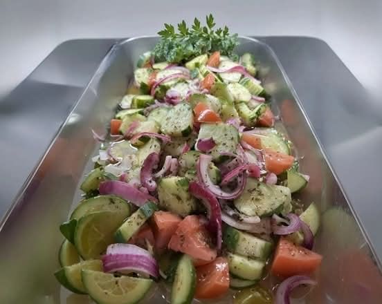 Cucumbers, Tomatoes & Onions Healthy Salad.