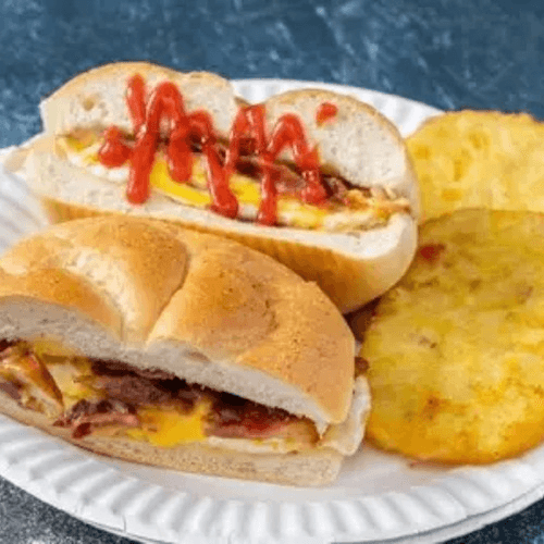 Bacon, Sausage, or Ham, Egg and Cheese Sandwich