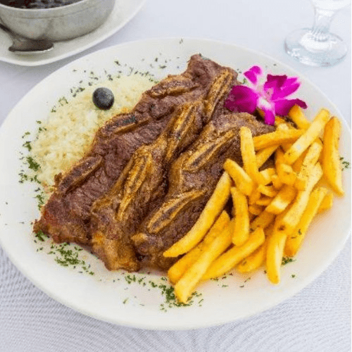 Whole BBQ Beef Ribs (Short Ribs)  Rice & French Fries.