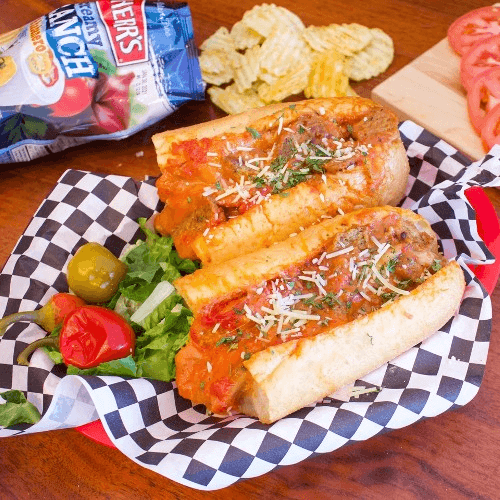 Meatball Parmigiana Sandwich.