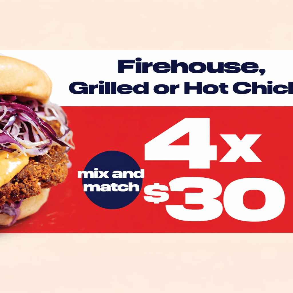 Pack of 4 - Fire House Chicken Sandwich.
