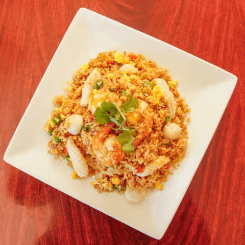 Seafood Shrimp, Squid, & Fish Ball Rice.