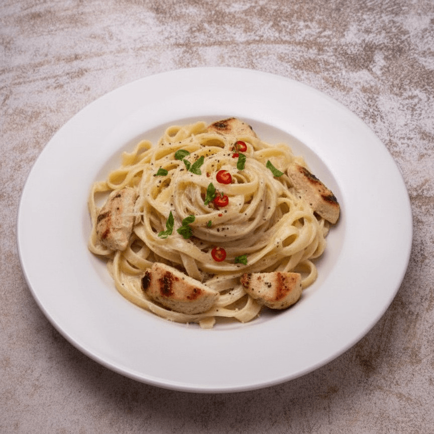 Fettuccine Alfredo with Chicken.