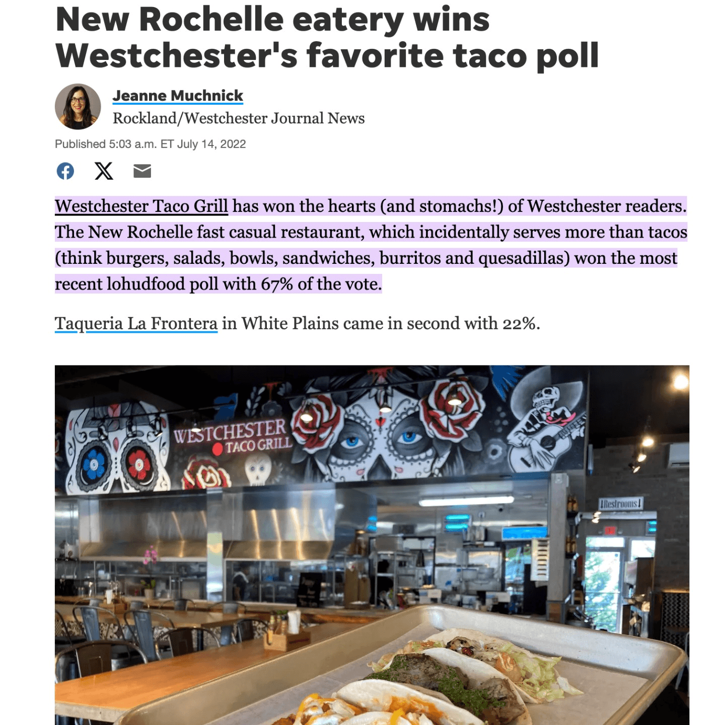 VOTED BEST TACOS IN WESTCHESTER 