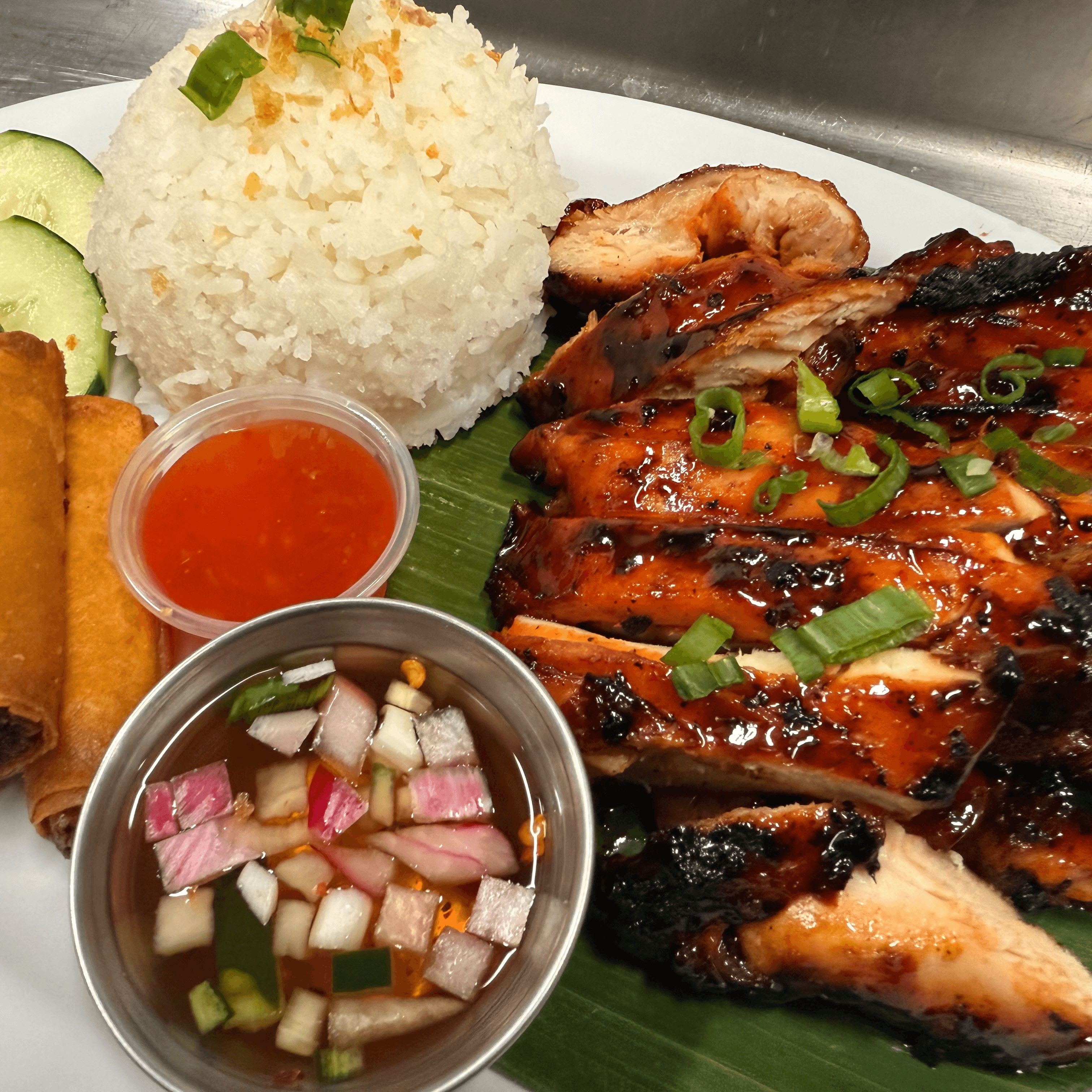 Chicken BBQ plate.