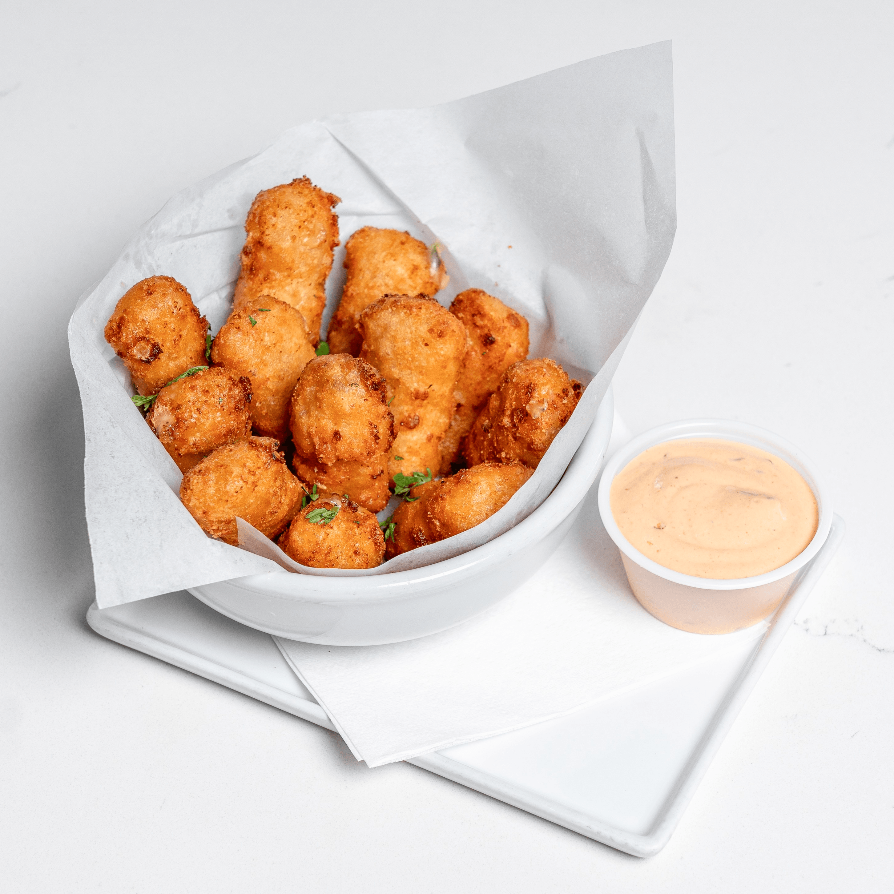 Macaroni and cheese pepper jack creamy breaded bites dinner.